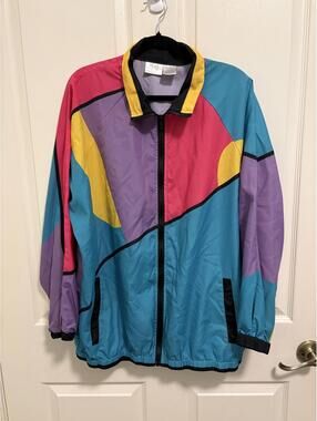 Vintage Funny Guys Colorblock Nylon Windbreaker Jacket Medium